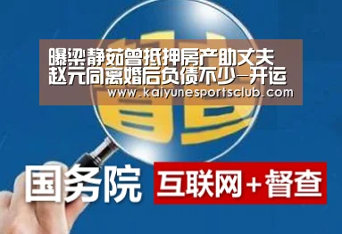 曝梁静茹曾抵押房产助丈夫 赵元同离婚后负债不少-开运登录(图3) 开运登录